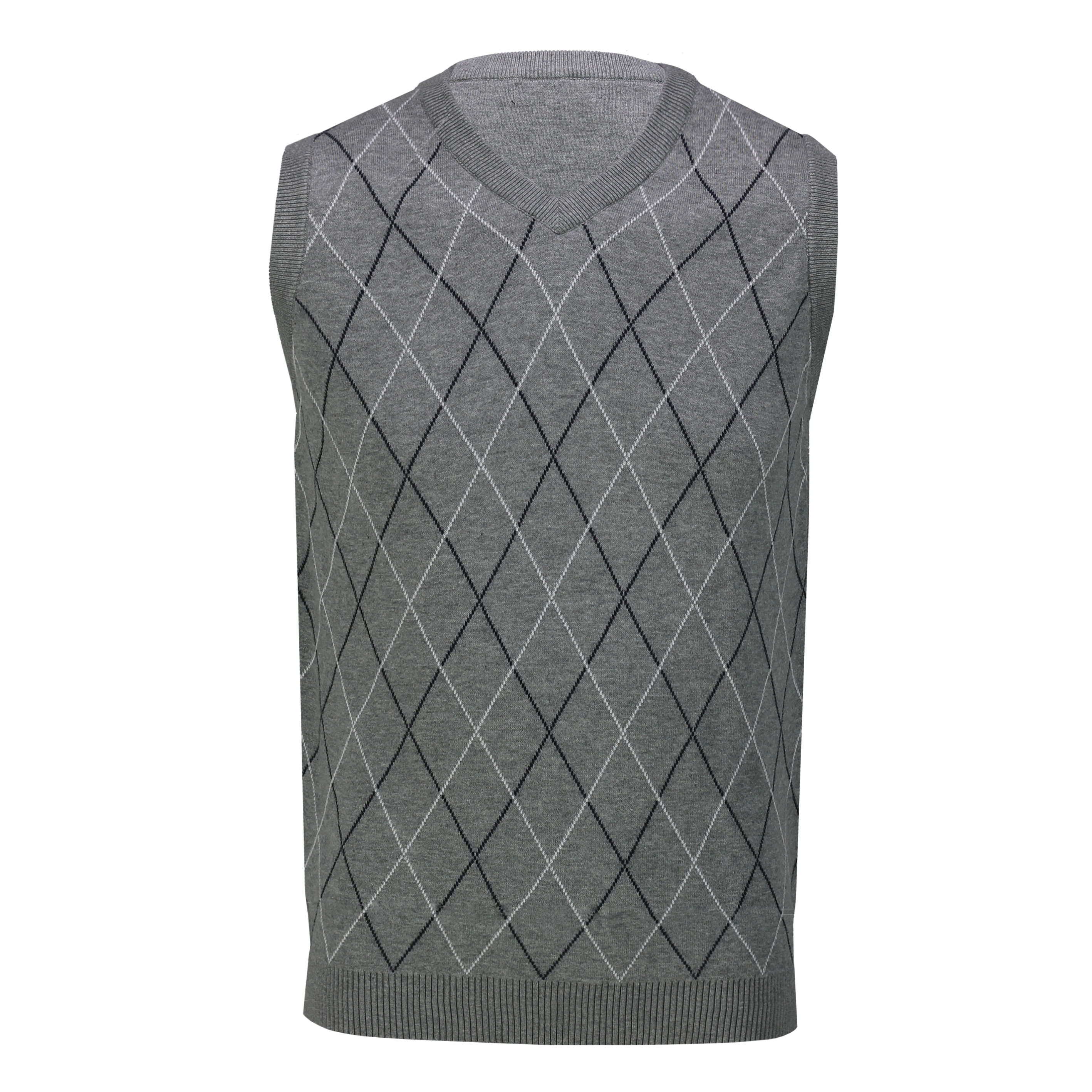 V Mens Argyle Diamond Golf Jumper V Neck Sleeveless Sweater